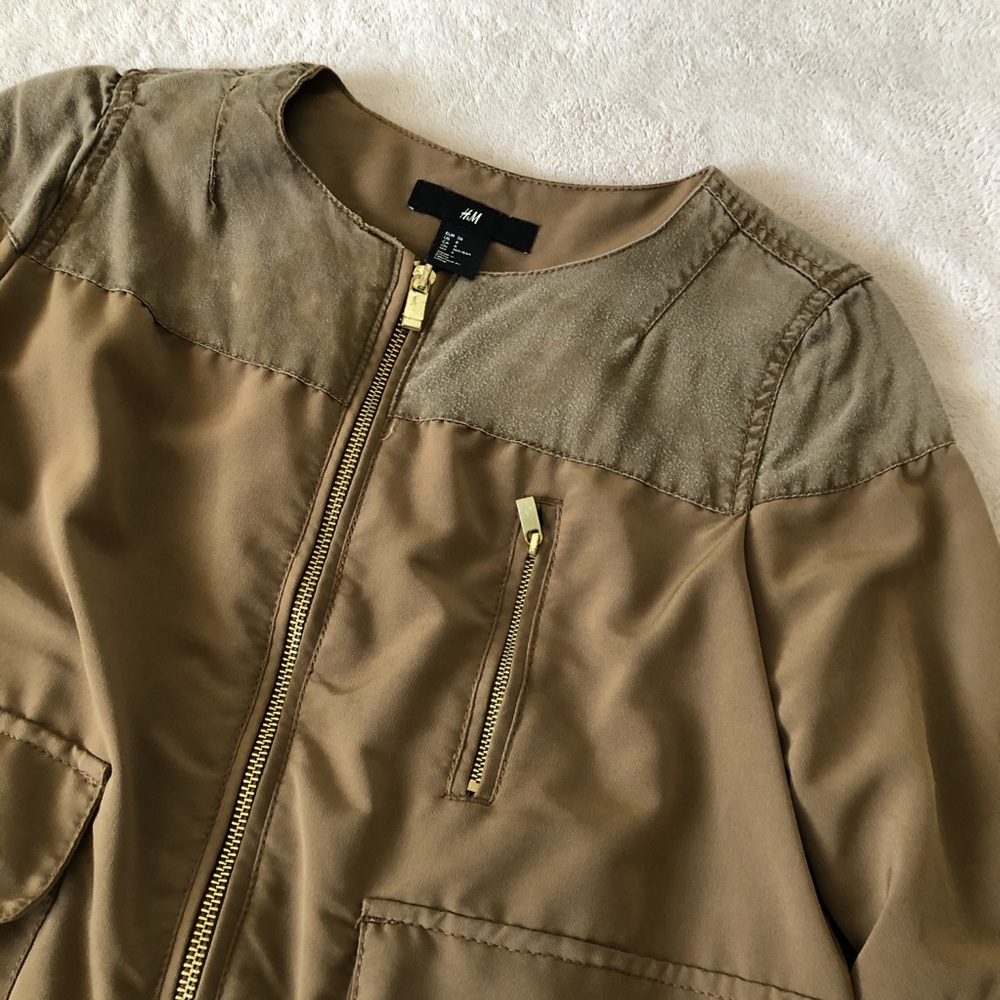 H&M Tan Zip Up Utility Jacket